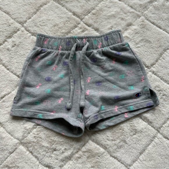 Champion | Gray & Pastel Allover Print French Terry Shorts | Size 2T - Picture 2 of 9